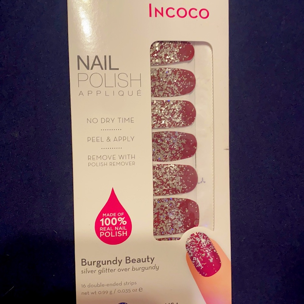 NWT Incoco Burgundy Beauty Nail Polish Strips